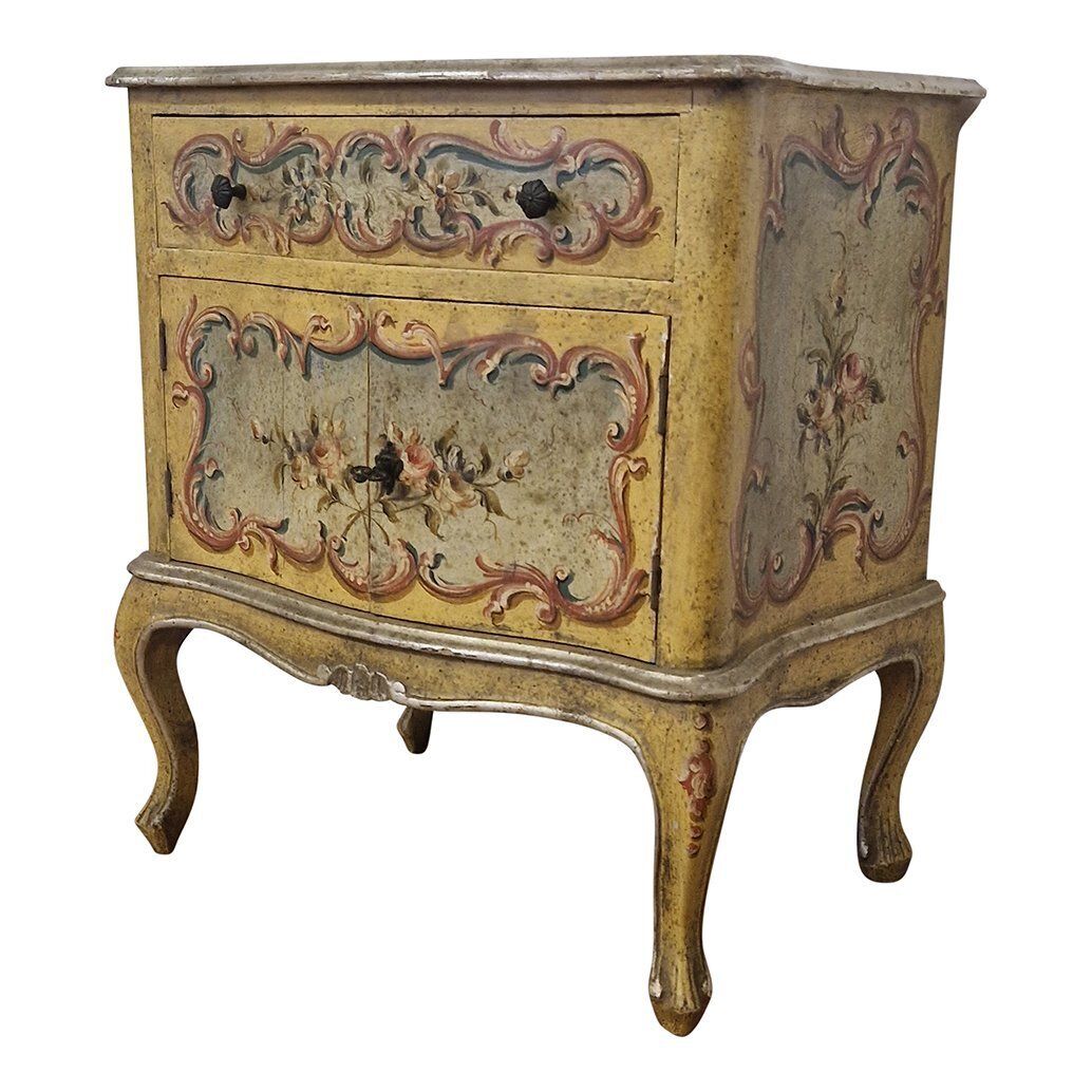 Lacquered Bedside Table With One Drawer And Two Doors, 1980s photo for sale