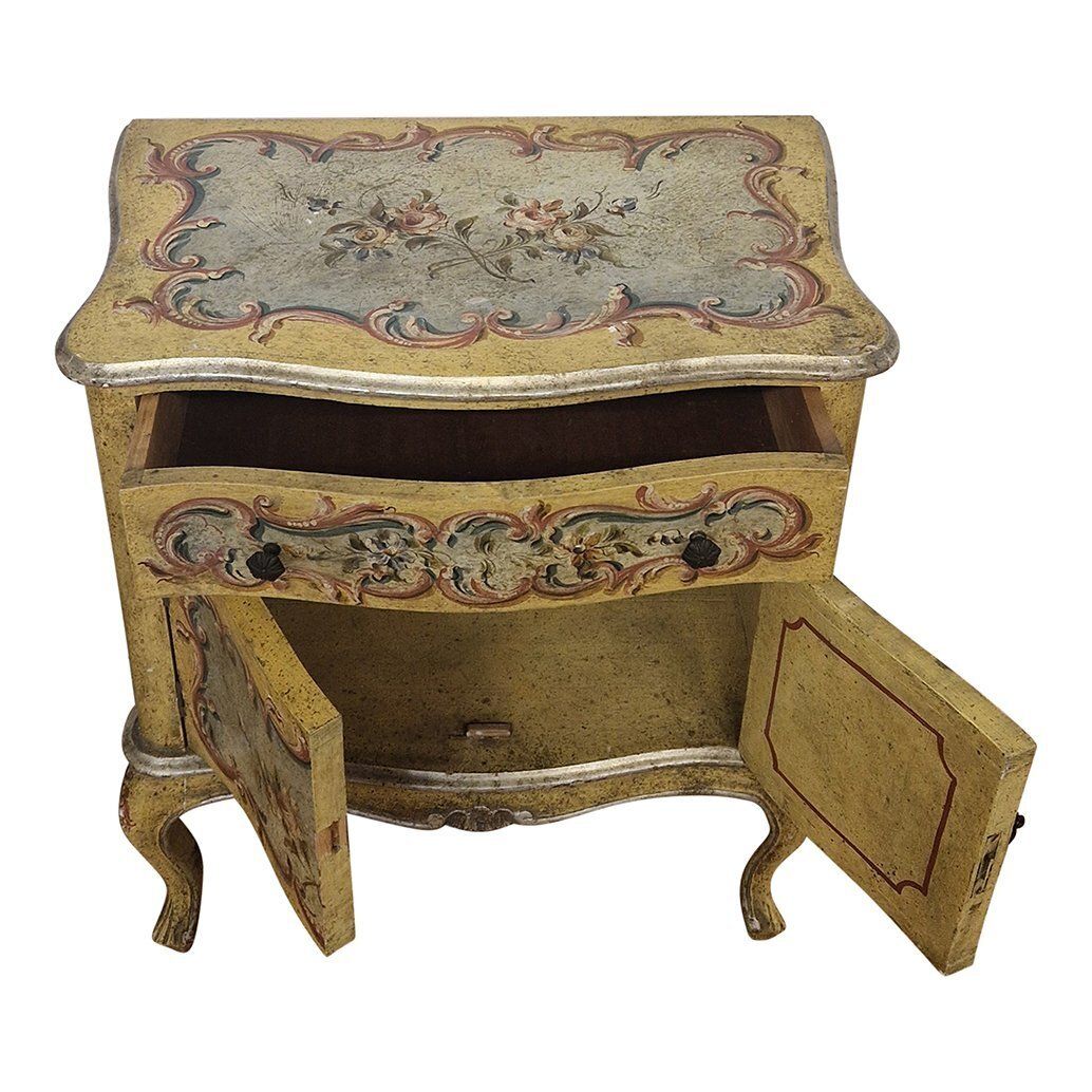 Lacquered Bedside Table With One Drawer And Two Doors, 1980s photo vinterior