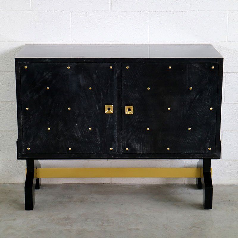Two Door Sideboard In Black Parchment, 1980s photo Furniture