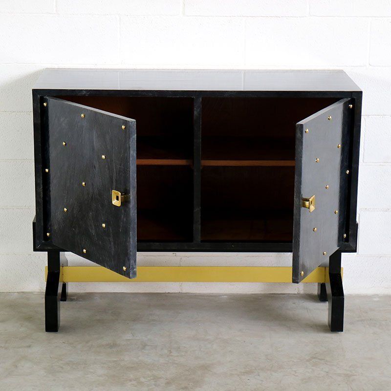 Two Door Sideboard In Black Parchment, 1980s photo 3252.0