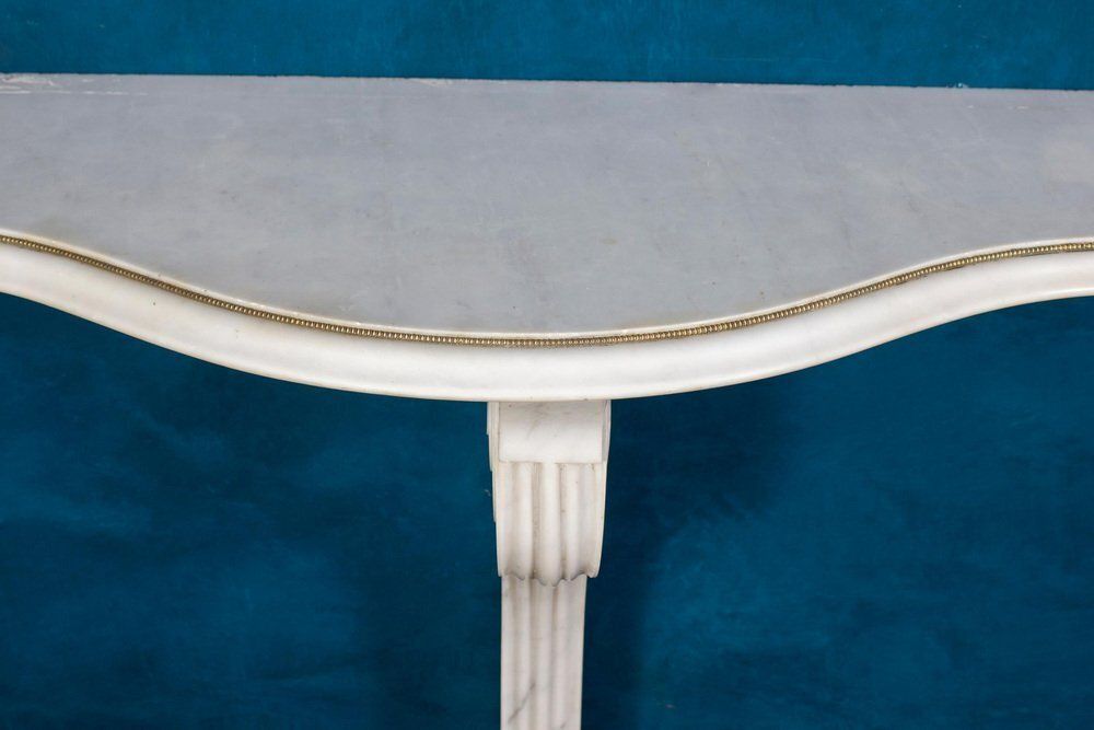 Italian Carrara White Marble Console Tables, 1950s, Set Of 2 photo Furniture