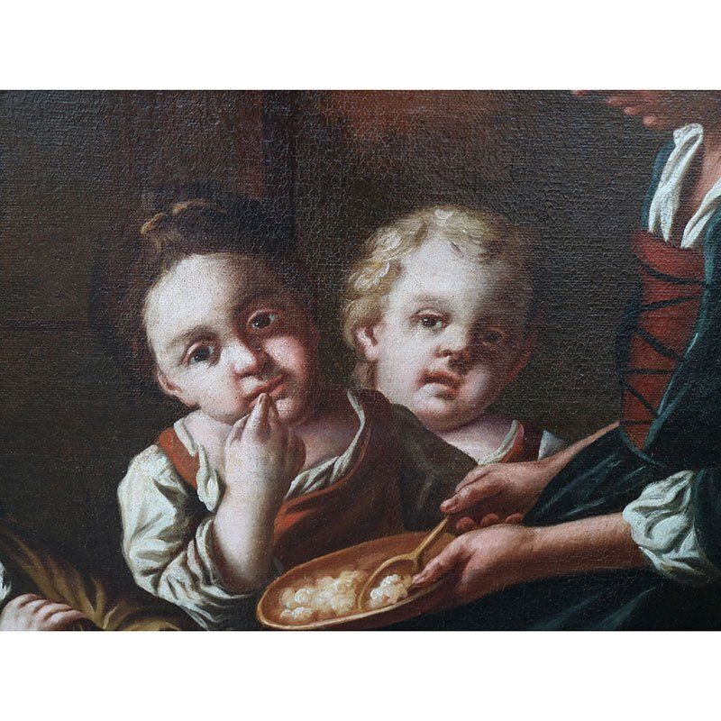Art Giacomo Francesco Cipper Known As Il Todeschini, Family Scene, 1600s 1700s, Oil On Canvas, Framed photo
