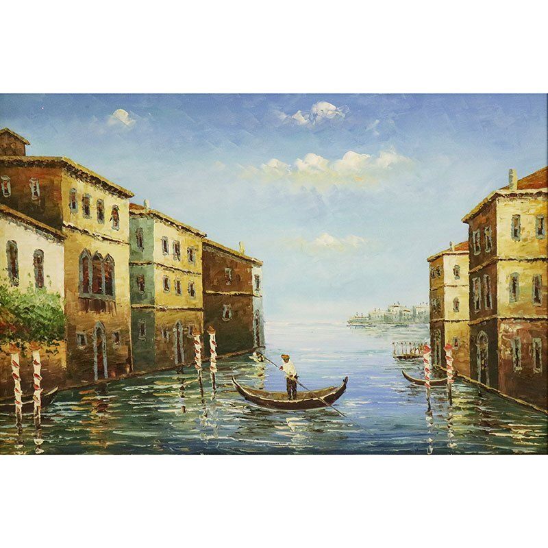 View Of Venice, Late 20th Century, Oil On Canvas, Framed photo furniture