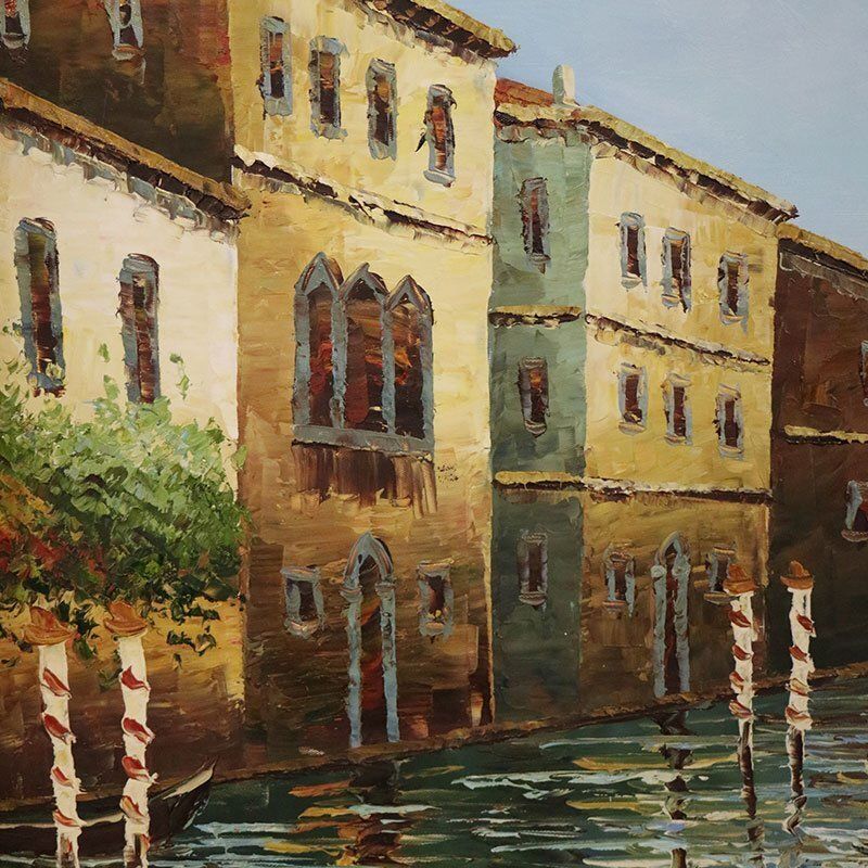 View Of Venice, Late 20th Century, Oil On Canvas, Framed photo vinterior