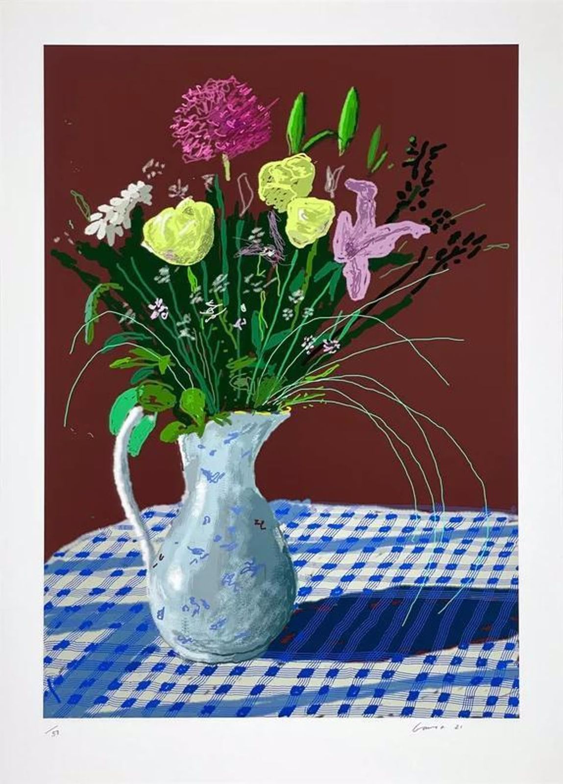 David Hockney 20th February 2021, Jug With Flowers