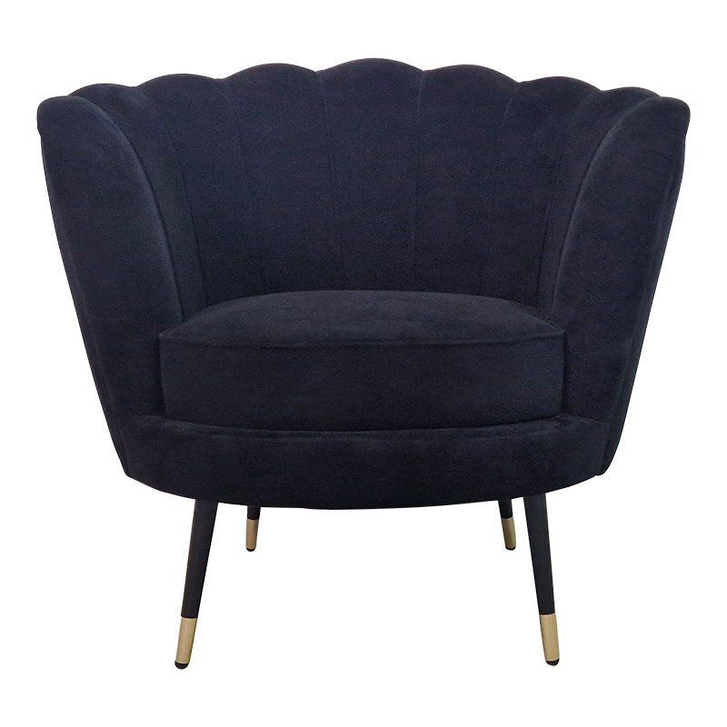 Fan Armchair In Black Fabric, 1980s