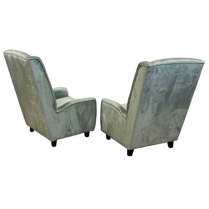 photo furniture Set Of Lounge Chairs In Green Velvet, 1950s