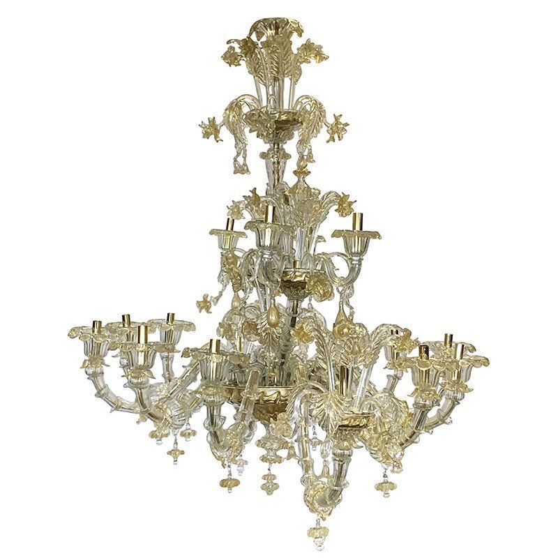 Boat Chandelier In Gold Crystal Murano Glass, 1950s photo furniture