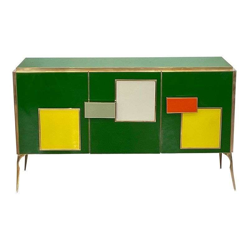 Sideboard With Three Glass Doors, 1980s