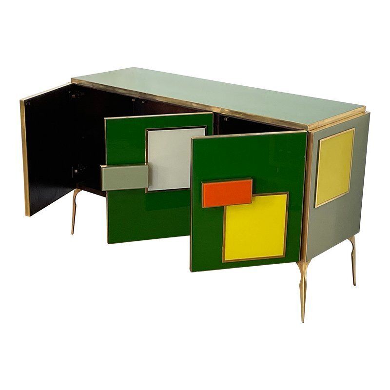 Sideboard With Three Glass Doors, 1980s photo buy