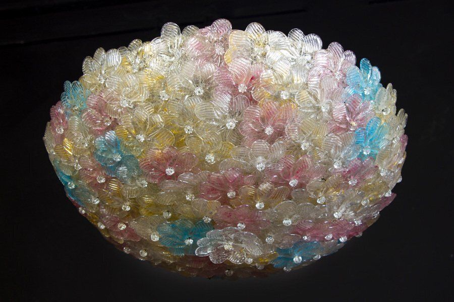 Venetian Ceiling Flower Basket From Barovier & Toso, 1950s photo furniture