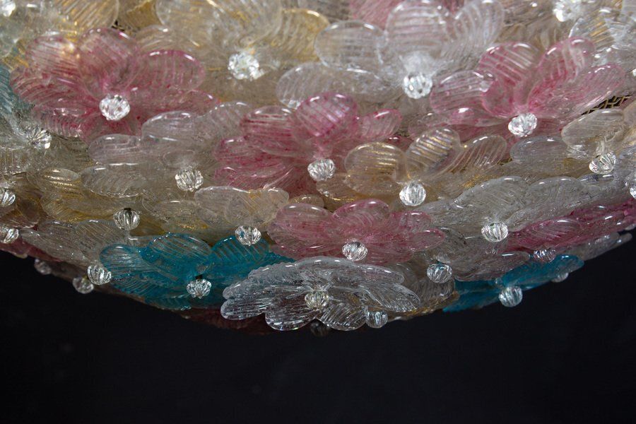Venetian Ceiling Flower Basket From Barovier & Toso, 1950s photo vinterior