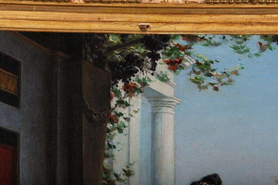 Pompeian Scene, Oil On Canvas, Egisto Sarri photo vinterior