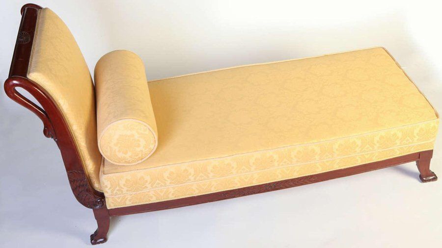 Italian 19th Century Mahogany Swan Neck Chaise Lounge, 1820s photo for sale