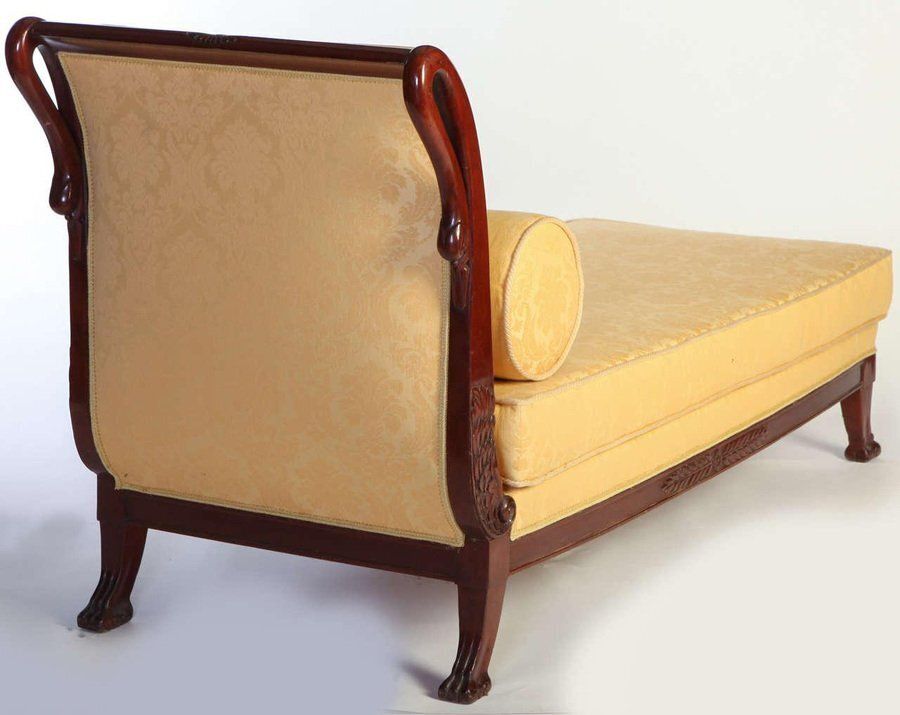 Italian 19th Century Mahogany Swan Neck Chaise Lounge, 1820s photo 5691.0