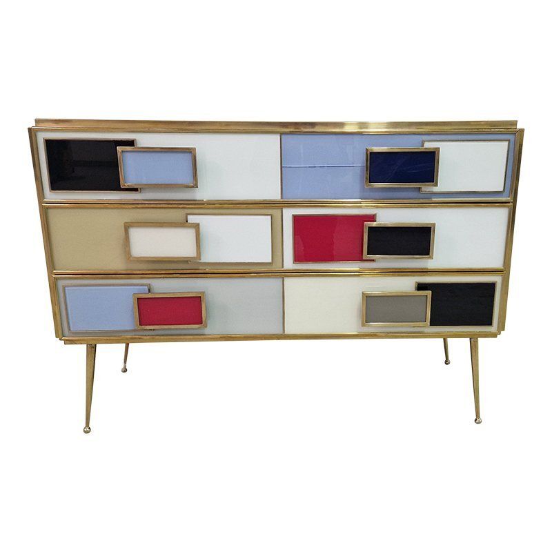 Commode With 3 Glass Drawers, 1990s