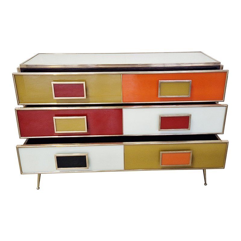 Dresser With Six Multicolored Glass Drawers, 1980s photo furniture