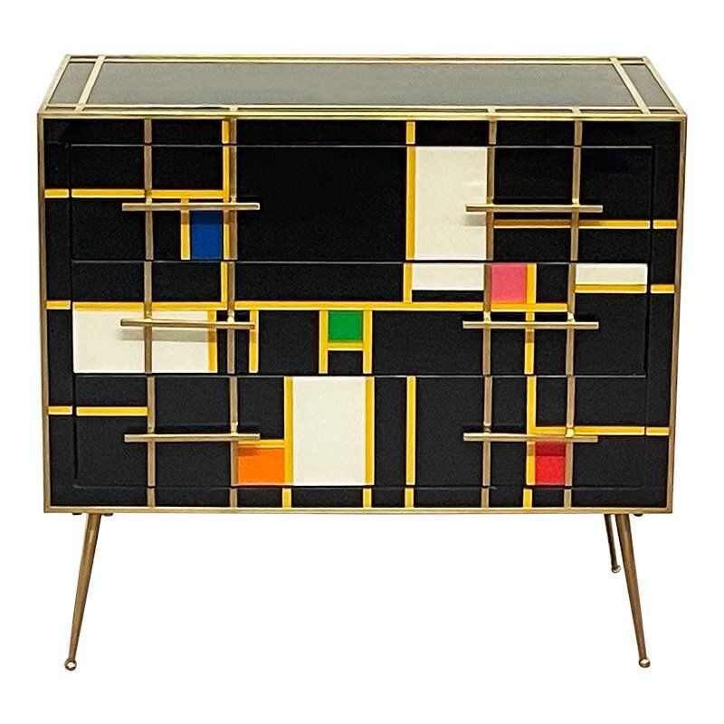 Vintage Black Glass Dresser