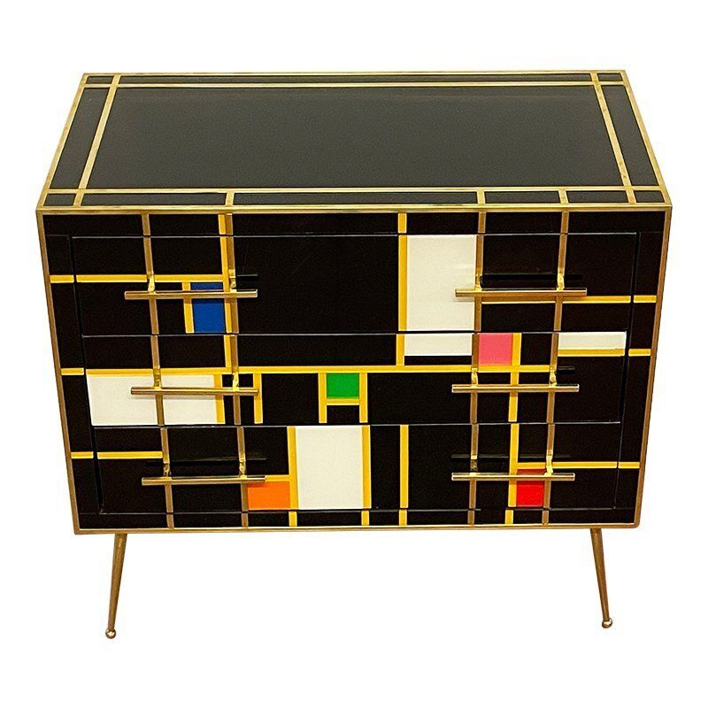 Vintage Black Glass Dresser photo furniture