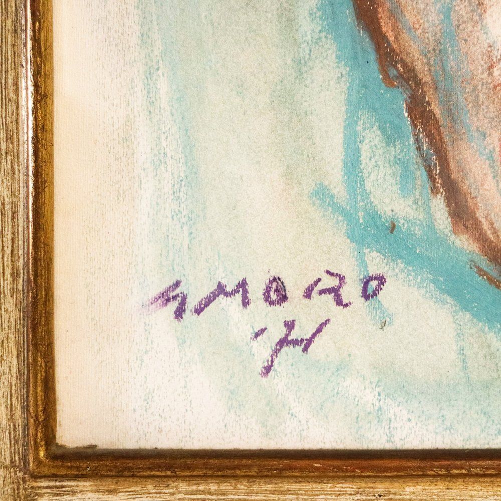 Moro, Nude Of Seated Woman, 1971, Pastel photo Art