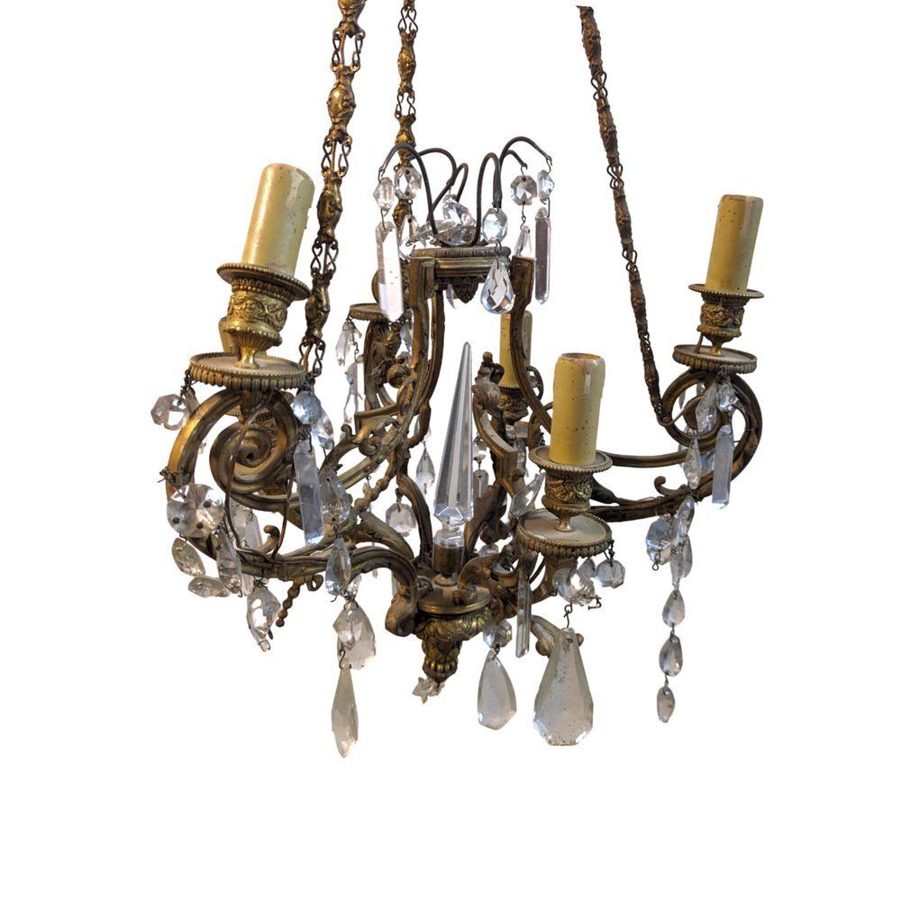 19th Century Bronze Chandelier With Tassels