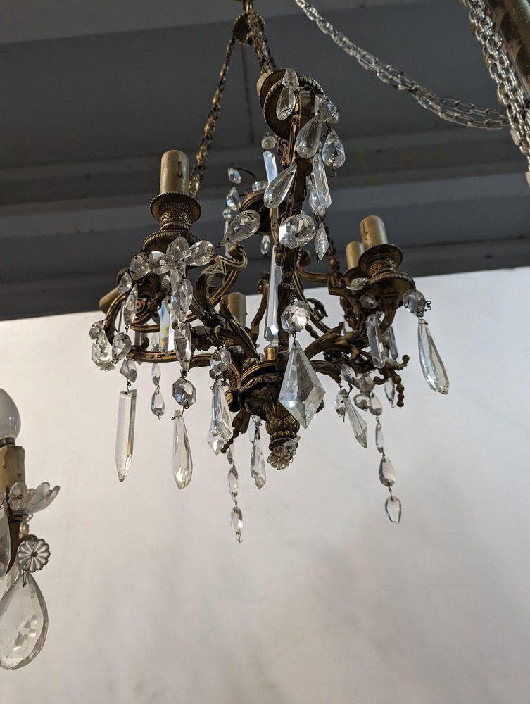 19th Century Bronze Chandelier With Tassels photo for sale