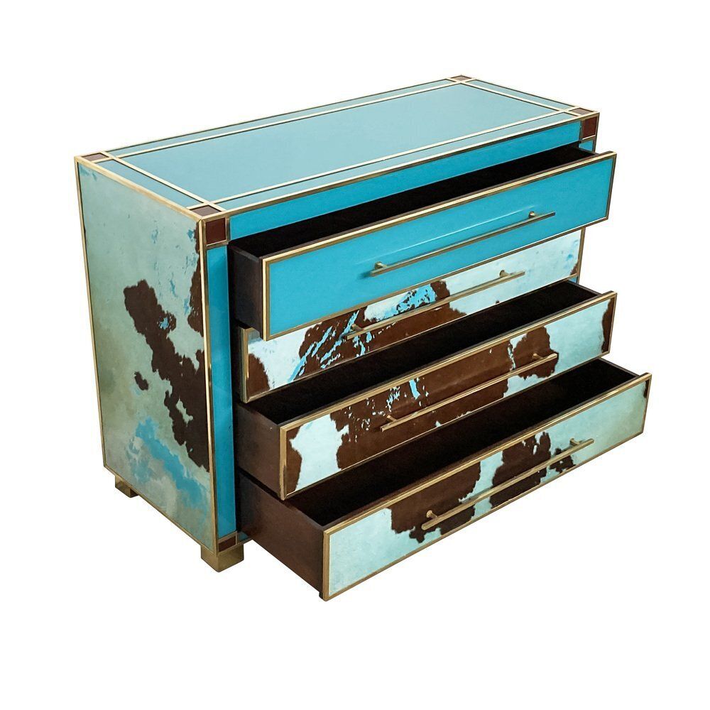Dresser In Blue Murano Glass And Cow Leather, 1980s photo 5585.0