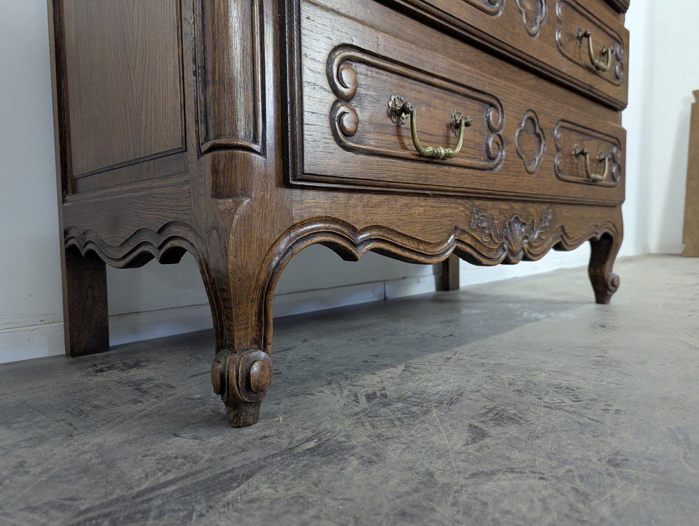 Neo Rustic Louis XV Style Chest Of Drawers In Oak photo vinterior