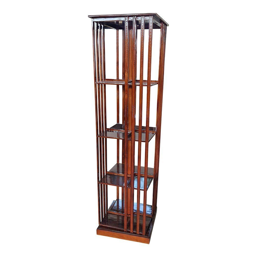 Quadrangular Revolving Bookcase In Walnut, 1980s photo for sale