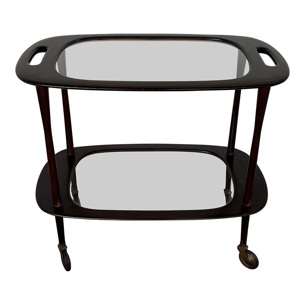 Mahogany Bar Food Trolley By Cesare Lacca, 1950