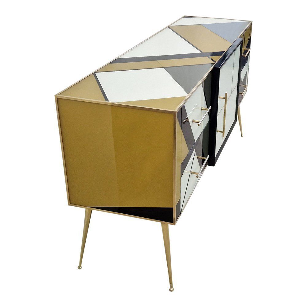 Credenza With Four Drawers And One Door In Murano Glass, 1980s photo vinterior