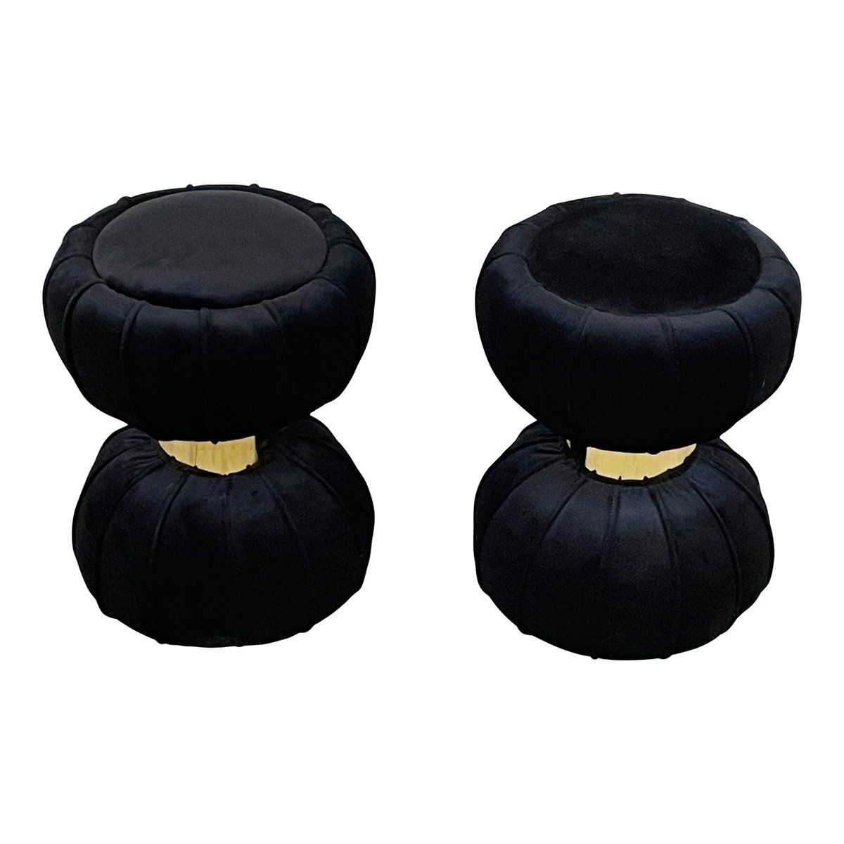 Set Of Clessidra Poufs In Black Velvet, 1990s photo for sale