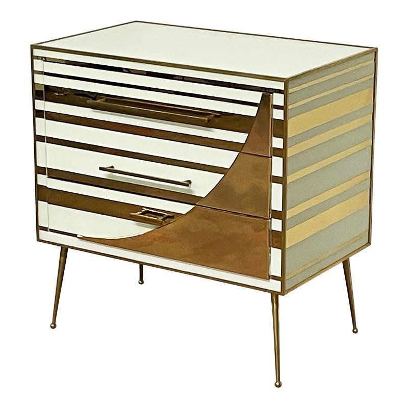 White And Gold Three Drawer Dresser, 1990s photo furniture