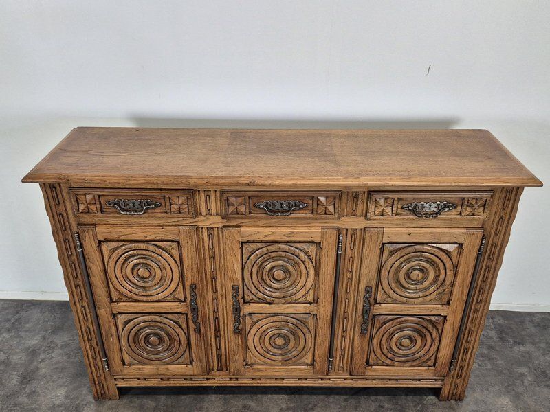 High Sideboard In Carved Oak From Dlg ​​Dudouyt photo furniture