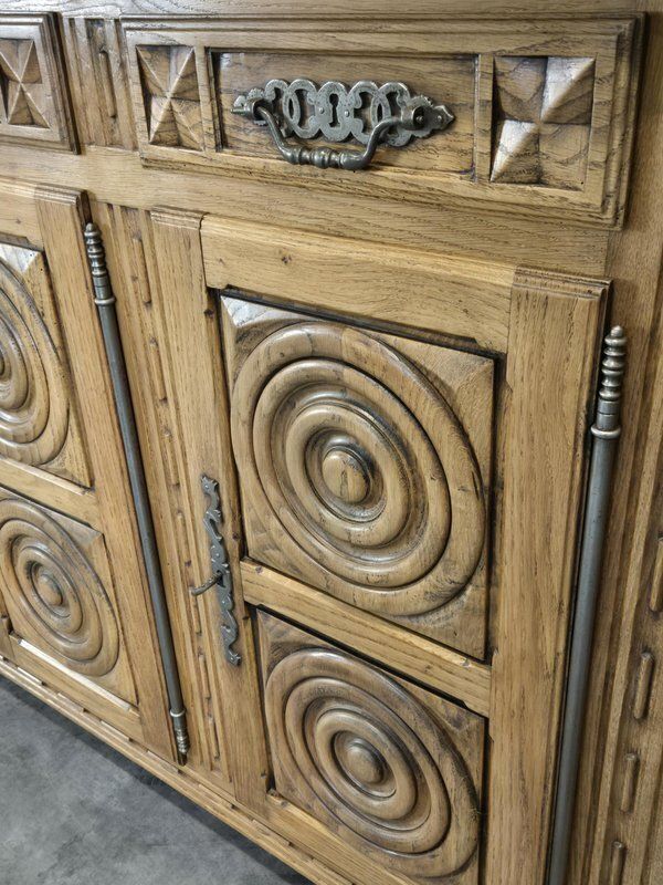 High Sideboard In Carved Oak From Dlg ​​Dudouyt photo 863.0