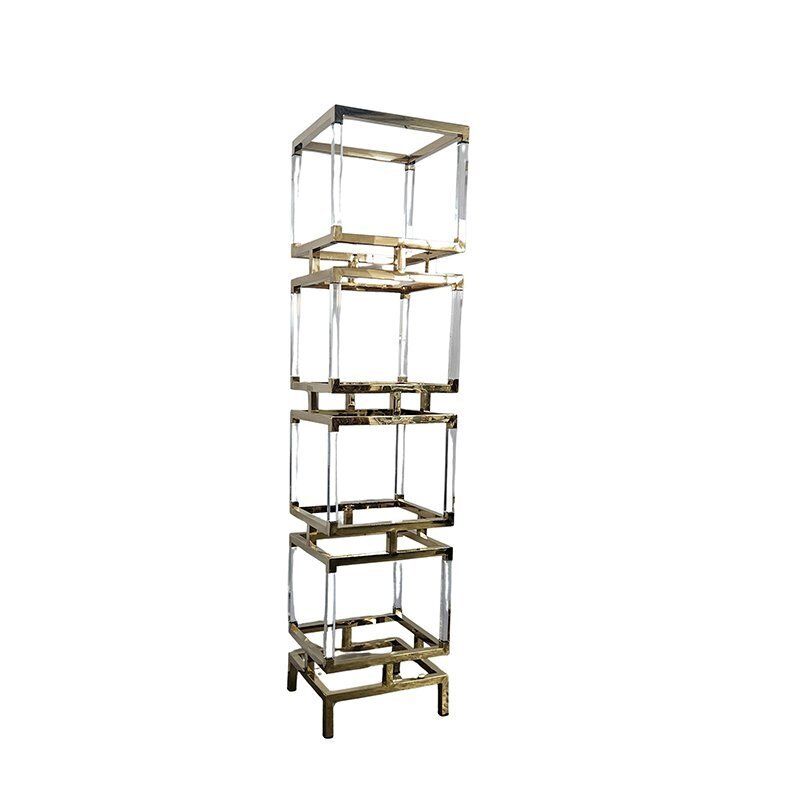 Brass And Acrylic Glass Bookcase, 1980s photo Furniture