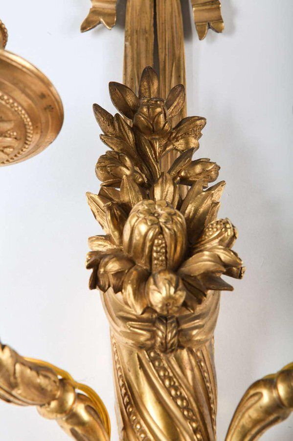18th Century French Louis XVI Ormolu 2 Arm Sconces, 1780, Set Of 2 photo Lighting