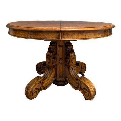 Walnut Pedestal Table With Extensions