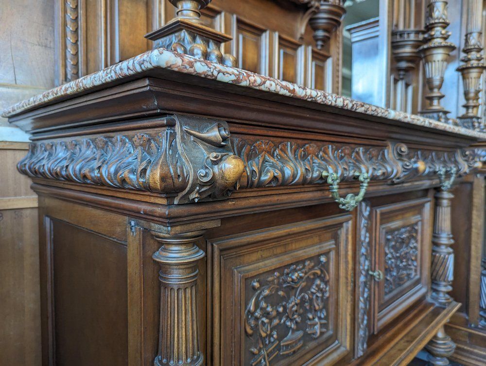 Large Renaissance Buffet In Walnut, Set Of 2 photo Furniture