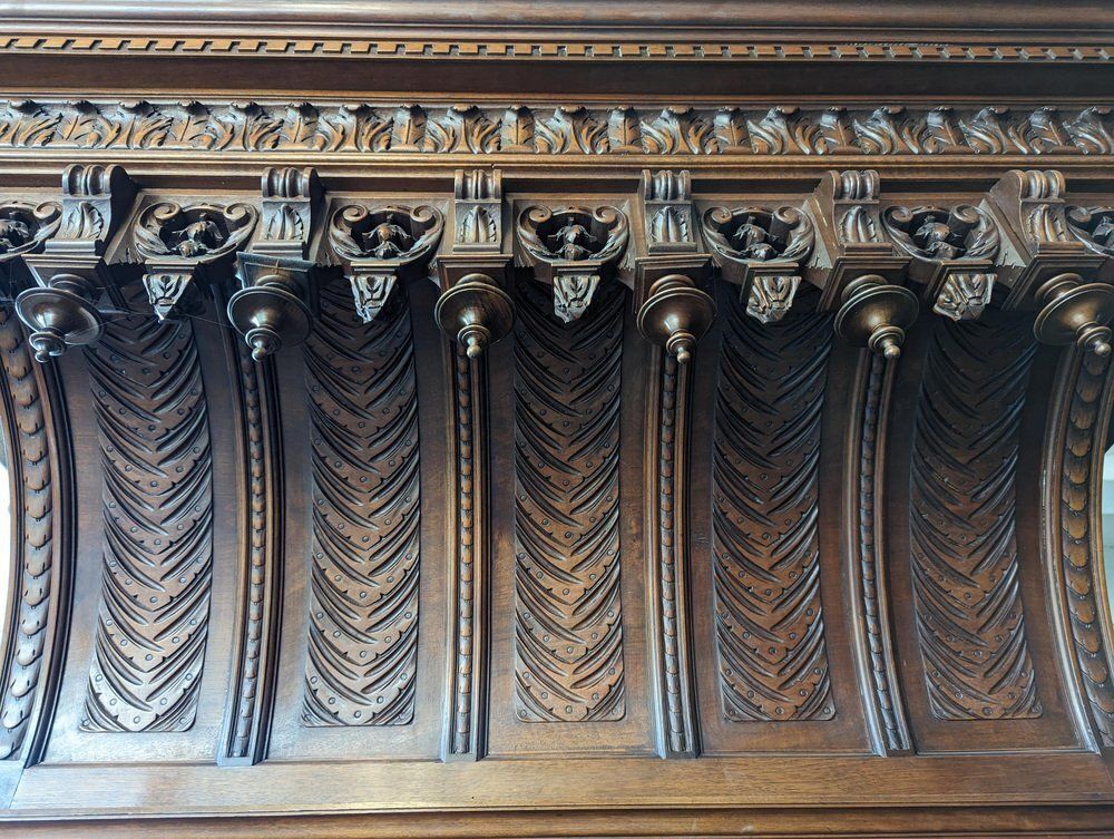 photo furniture Large Renaissance Buffet In Walnut, Set Of 2