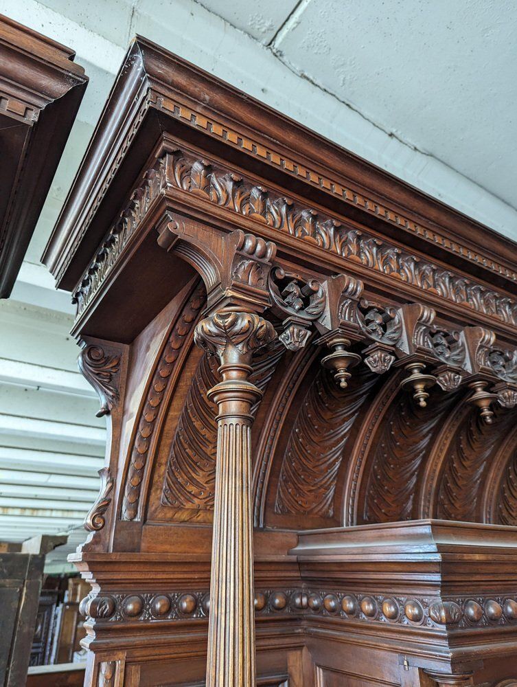 6696.0 Large Renaissance Buffet In Walnut, Set Of 2 photo