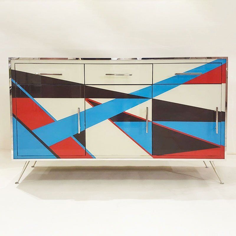 Multicolored Glass Dresser, 1980s photo for sale