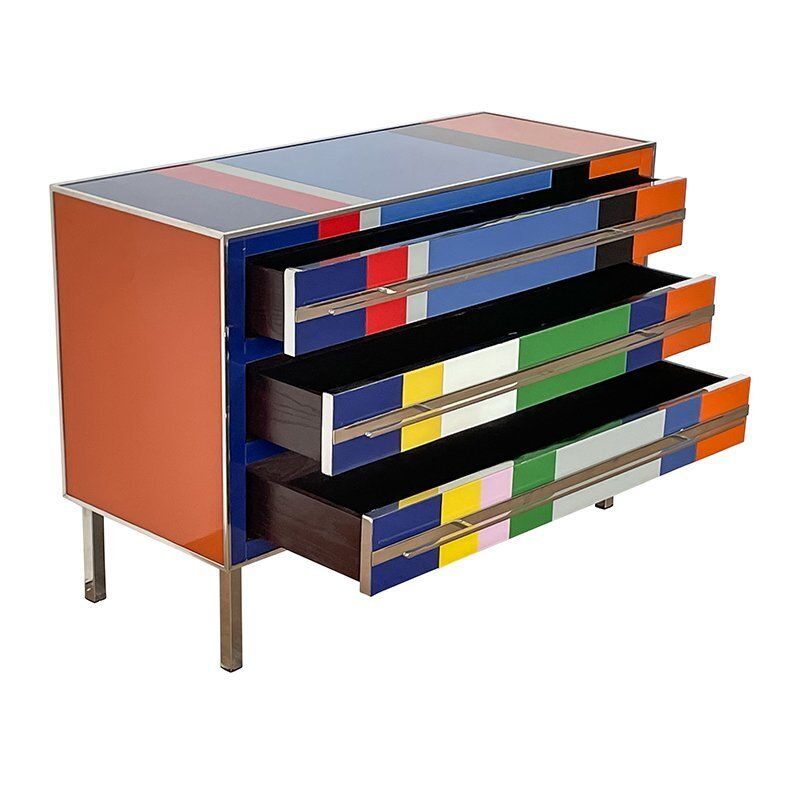 Dresser With 3 Glass Drawers, 1980s photo for sale