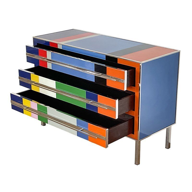 Dresser With 3 Glass Drawers, 1980s photo Furniture