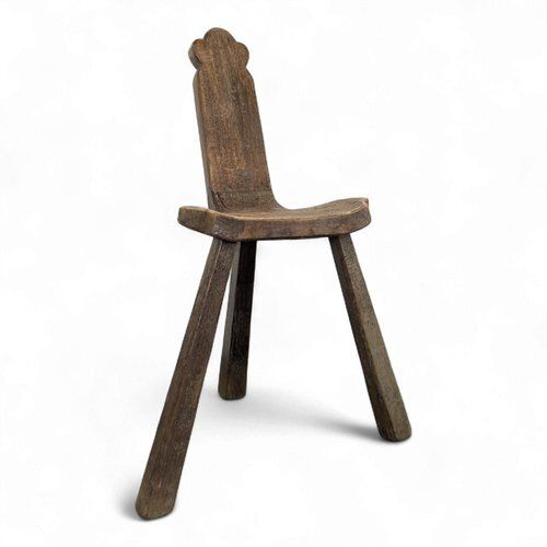Brutalist Wooden Tripod Chair