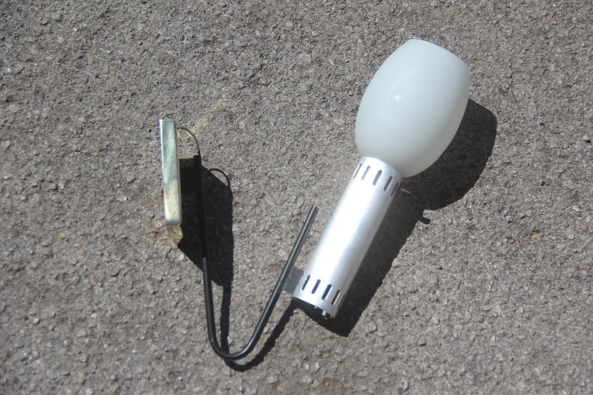 Midcentury Italian Sconce White Glass Black Metal Brass Aluminum, Stilnovo photo 576.0