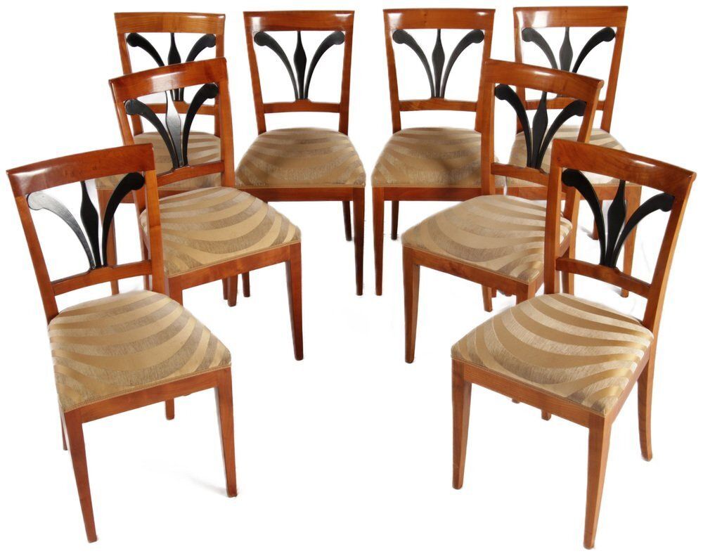 photo for sale Biedermeier Chairs In Cherrywood, 1920, Set Of 8