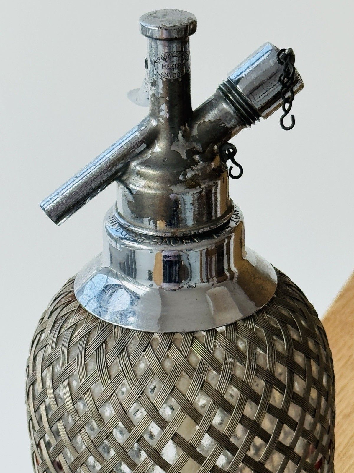 Antique Braided Metal Mesh Soda Siphon, Glass Bottle Made In Czechoslovakia photo buy