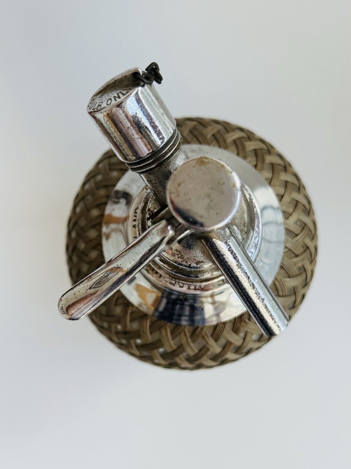 Woonaccessoires Antique Braided Metal Mesh Soda Siphon, Glass Bottle Made In Czechoslovakia photo