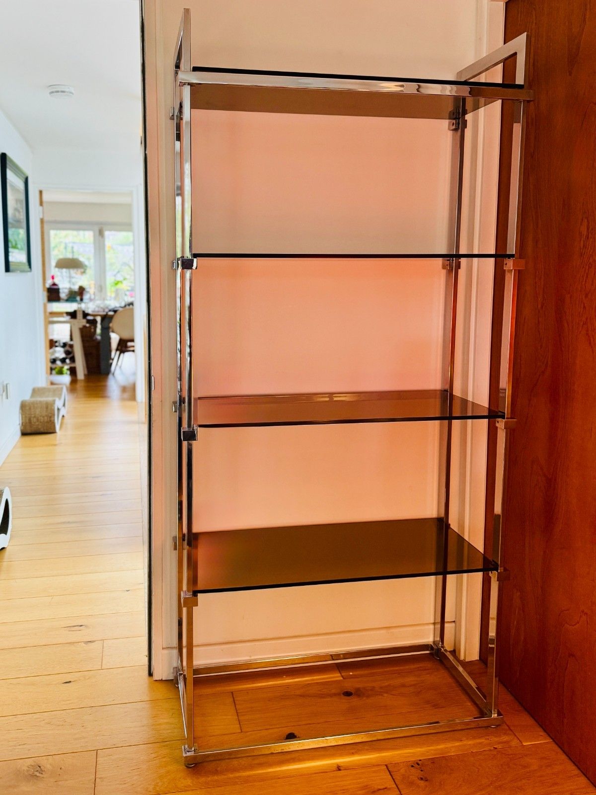 Pieff Lisse Chrome Plated Smoked Glass Shelving Unit/Bookcase, 1970s photo for sale